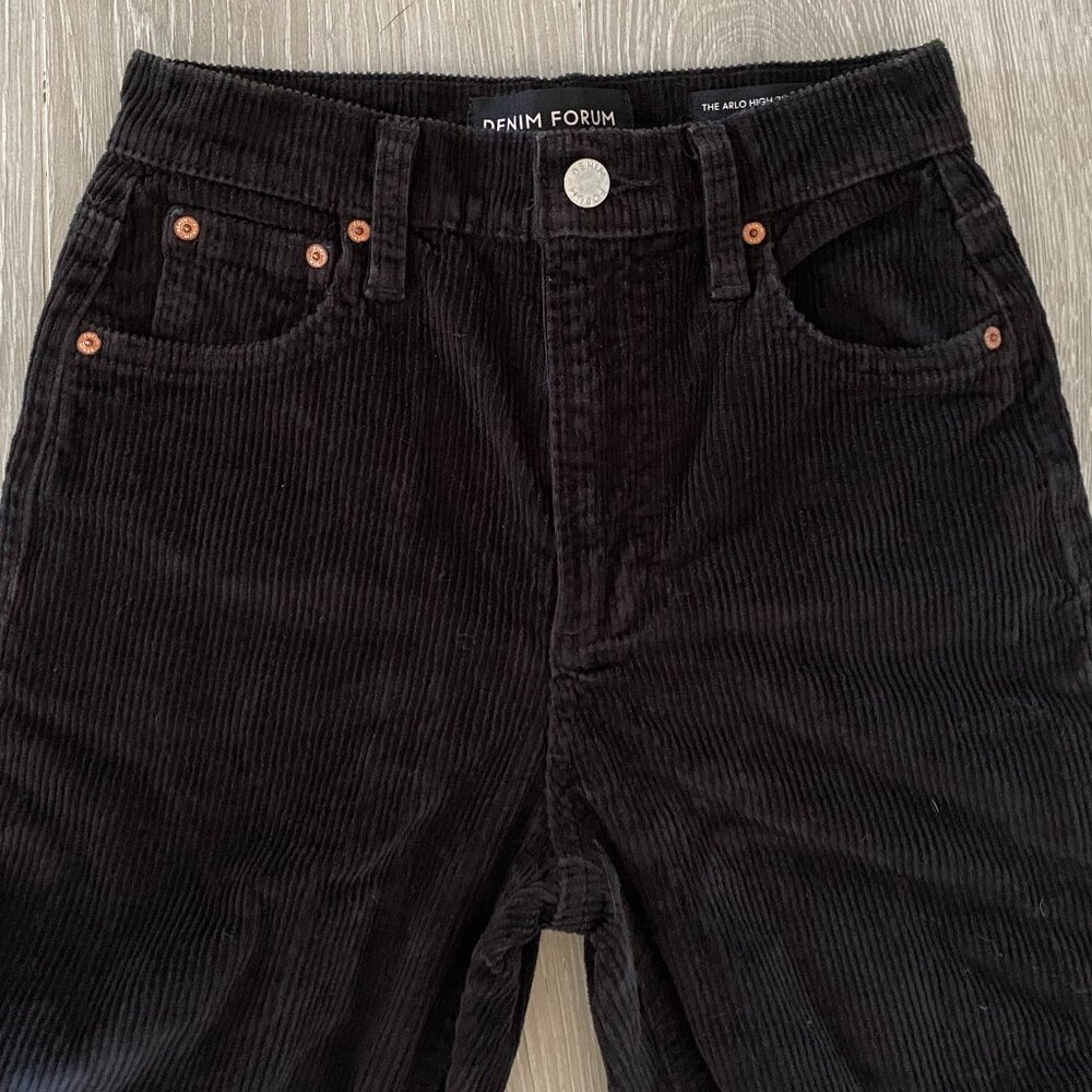 Denim Forum Arlo High Rise Straight Black Corduroy Jeans - Picture 4 of 9